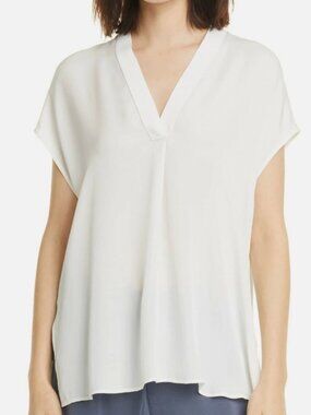 VINCE v neck pale pink short sleeve blouse